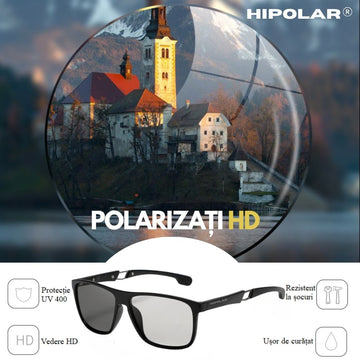 Ochelari de Soare Polarizati, HIPOLAR ®, Clasa 3, Lentile Gri-Negru Fotosensibile HD9, UV400, cu Carcasa Antisoc, #0275