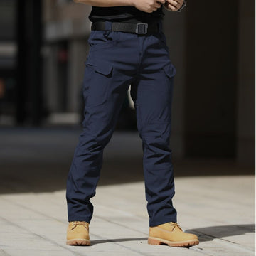 Pantaloni Tactici Albastru Inchis Bleu, Softshell cu Centura Ajustabila, Impermeabili, Multiple Buzunare, #0550