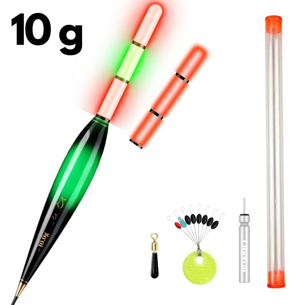 Pluta Pescuit de Noapte 10 grame, Inteligenta cu Led si Senzor la Trasatura, Schimbare de Culoare, Fixa si Culisanta, Baterie Inclusa, #0511