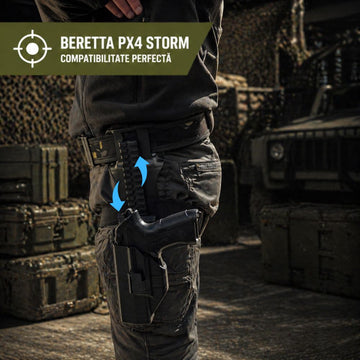 Holster Toc Pistol BERETTA PX4 Storm, Mana Stanga sau Dreapta, Sisteme de Prindere pe Picior, pe Centura, pe Chinga Molle, cu Platforma Ajustabila, #0766
