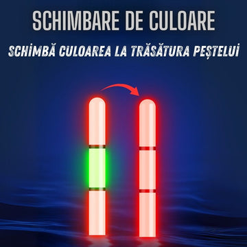 Pluta Pescuit de Noapte 10 grame, Inteligenta cu Led si Senzor la Trasatura, Schimbare de Culoare, Fixa si Culisanta, Baterie Inclusa, #0511