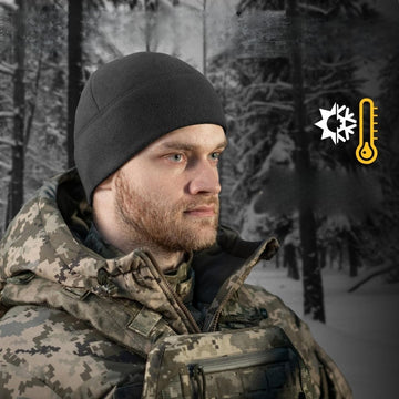 Caciula de Toamna - Iarna, Negru, Fleece Polar Moale, Marime L 54, Semielastic, #0645