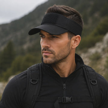 Sapca Tip Visor Tactical  Fără Calotă, Ajustabilă cu Velcro 50-61cm, Material Ripstop, Stil Outdoor & Tactical, Negru, Albastru, #0793
