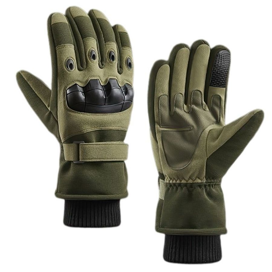 Manusi Tactice Combat de IARNA, cu Armatura de Protectie si Captuseala, Verde Olive, #0219