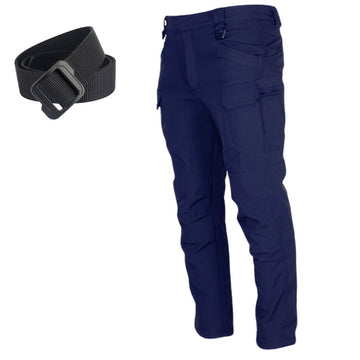 Pantaloni Tactici Albastru Inchis Bleu, Softshell cu Centura Ajustabila, Impermeabili, Multiple Buzunare, #0550