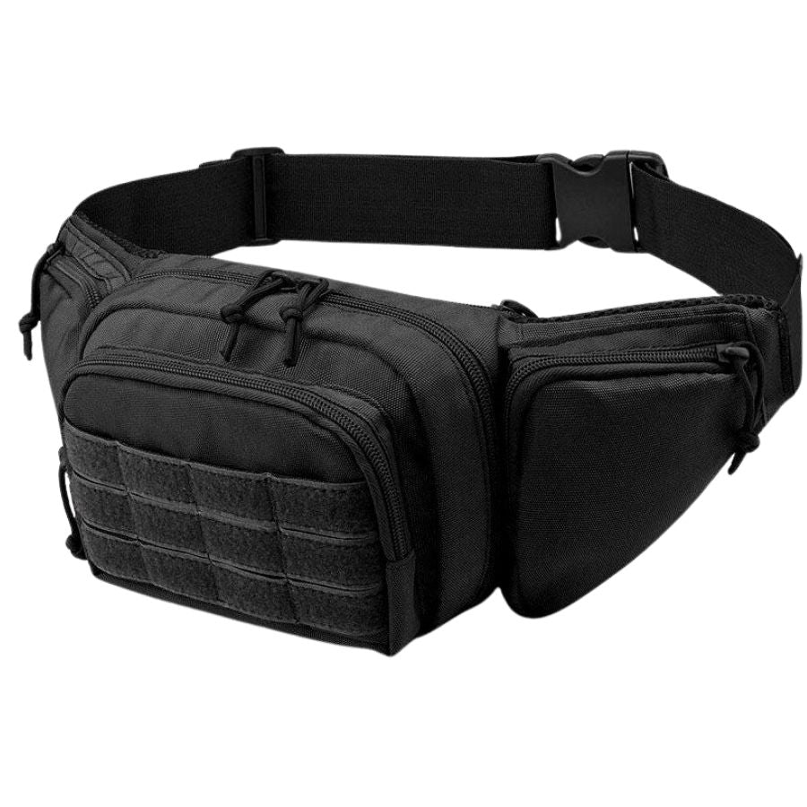 Borseta Tactica, 5 Buzunare, Port Pistol, cu Sistem Molle Velcro, Talie Ajustabila, Negru