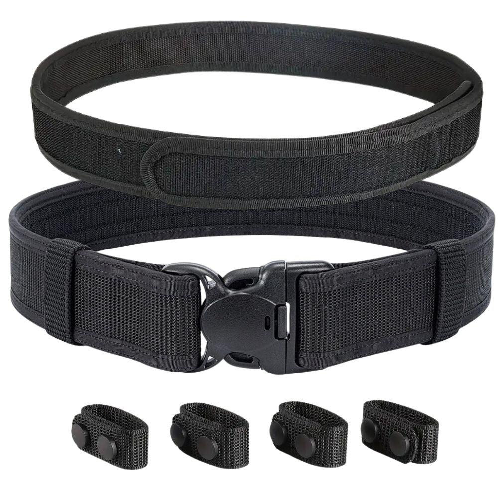 Centura Tactica Combat Dubla, 137 / 148 cm, Marimea L, cu Centura Interioara, Curea Interventie pentru Securitate, Politi, jandarmeria, Negru, #0638