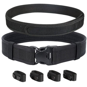 Centura Tactica Combat Dubla, 137 / 148 cm, Marimea L, cu Centura Interioara, Curea Interventie pentru Securitate, Politi, jandarmeria, Negru, #0638