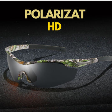 Ochelari de Soare Polarizati, Camuflaj, Pescuit si Vanatoare, Lentila Neagra HD17, UV400, cu Carcasa Antisoc #0266