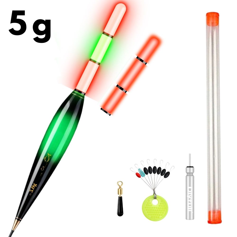 Pluta Pescuit de Noapte 5 grame, Inteligenta cu Led si Senzor la Trasatura, Schimbare de Culoare, Fixa si Culisanta, Baterie Inclusa, #0508