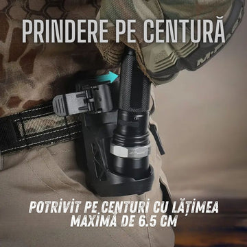 Toc Lanterna Rotativ 360, Ajustabil, Prindere pe Centura sau Chinga Molle, Toc Tip Holster, #0490