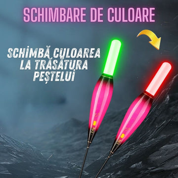 Pluta Pescuit de Noapte 2, 0 grame, Inteligenta cu Led si Senzor la Trasatura, Schimbare de Culoare a Ledului la Muscatura Pestelui, Roz, #0505