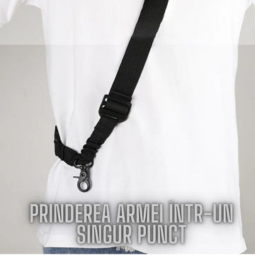 Curea pentru Arma cu Elastic Amortizare, Ajustabila, Prindere intr-un singur Punct, WP18 Negru, #0723