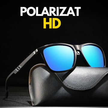 Ochelari de Soare Polarizati, HIPOLAR ®, Clasa 3, Rama Metalica Aluminiu, Lentila Albastru HD14, UV400, cu Carcasa Antisoc, #0280