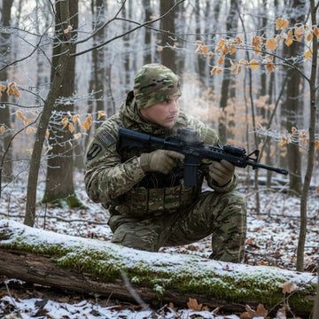 Caciula de Iarna, Camuflaj, Fleece Polar Moale, Marime M 51, Semielastica, #0653