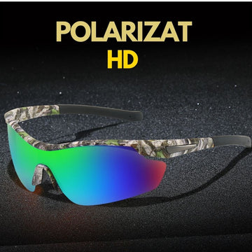 Ochelari de Soare Polarizati, HIPOLAR ®, Camuflaj, Pescuit si Vanatoare, Lentila Albastru Curcubeu HD25, UV400, cu Carcasa Antisoc, #0263