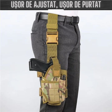 Toc Pistol Universal pentru Picior, Coapsa Dreapta, Ajustabil, Camuflaj