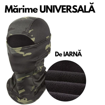 Cagula Tactica Combat de IARNĂ, 6in1 Multifunctionala, Negru-Camuflaj