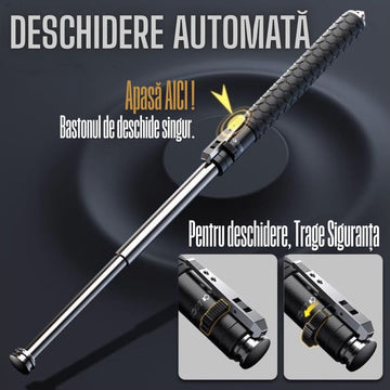 Baston Telescopic Automat, Otel Aliat, 51 cm Trei Elementi, BM14, Maner Cauciuc Aderent, 430g, Compact , #0773