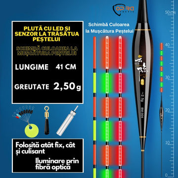 Pluta de Pescuit cu LED Inteligenta, HD4, 2.5 g, OPRA Tactic, Fixa si Culisanta, Iluminare prin Fibra Optica #0162