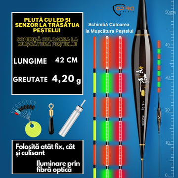 Pluta de Pescuit cu LED Inteligenta, HD4, 4.2 g, OPRA Tactic, Fixa si Culisanta, Iluminare prin Fibra Optica #0164