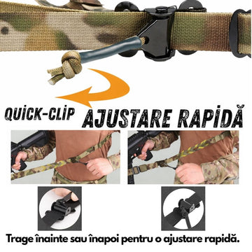Curea pentru Arma, Quick Clip, Ajustare Rapida, Prindere in 2 Puncte, WP06 Camuflaj Multicam, #0719
