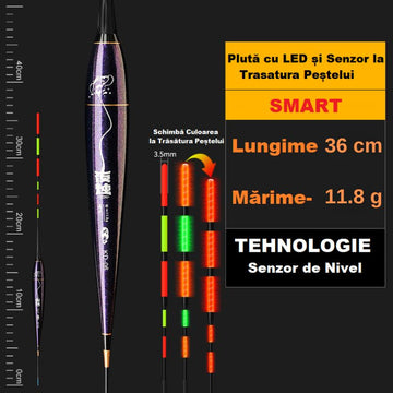 Pluta de Pescuit cu LED Inteligenta, HD1, 11.8 g, OPRA Tactic, Inteligenta cu Senzor la Trasatura, Schimbare de Culoare a Ledului cand Trage Pestele #0215