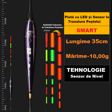 Pluta de Pescuit cu LED Inteligenta, HD1, 10 g, OPRA Tactic, Inteligenta cu Senzor la Trasatura, Schimbare de Culoare a Ledului cand Trage Pestele #0078