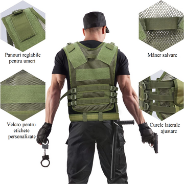 Vesta Tactica OPRA, Ajustabila, Multifunctionala, Airsoft,, Agenti Securitate Paza, Verde